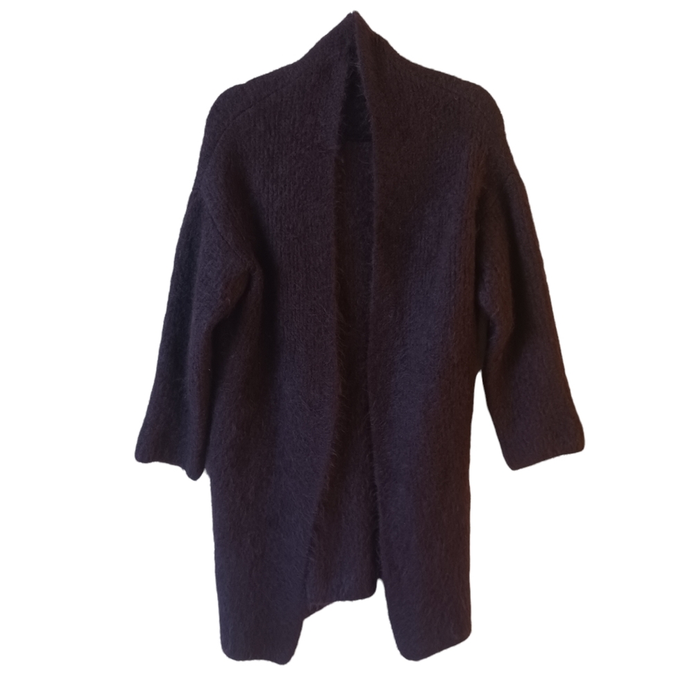 Massimo Dutti Wool Mohair Blend Cardigan Coatigan Size Small Oversized Brown